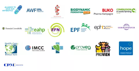 Logoteppich Unterzeichnerinnen der Antibiotika-Stellungnahme, 05.2022